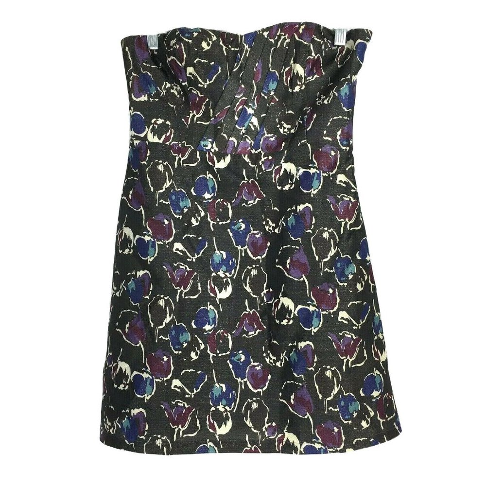 American Eagle 4 Dress Mini Cocktail Strapless Sweetheart Floral Purple Blue